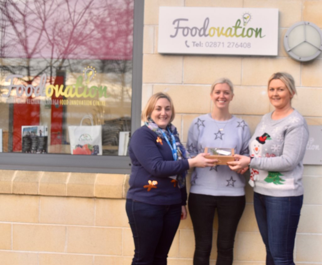 NWRC Foodovation Centre Manager Stella Graham and NWRC Culinary Assistant Finvola Doherty assisted Orla's Origins with the production of more than 40 food boxes for the Christmas market which included; 4 salted caramel choc chip balls, 4 orange millionaires and 2 bounty cheesecakes.