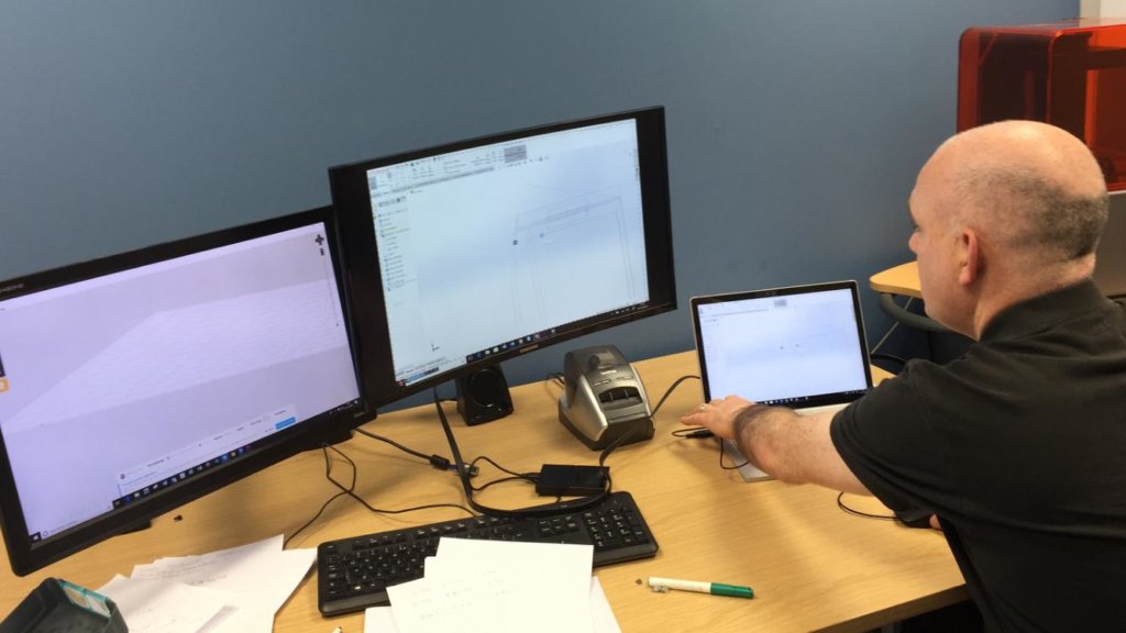 NWRC Product Design Centre Manager Philip Devlin finalising the 'Soundly' design in the CinchORTHO office