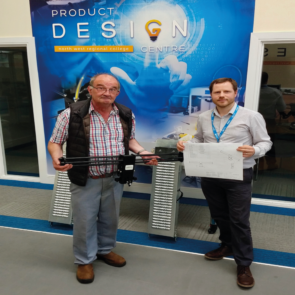 Roy Marshall of Marshall Innovations pictured with NWRC Engineering Technical Consultant Jonathan Steele who helped him develop a wheelchair and golf kart handy ramp.