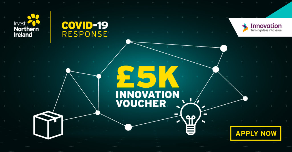 Invest NI Innovation Voucher banner during covid-19 response.
