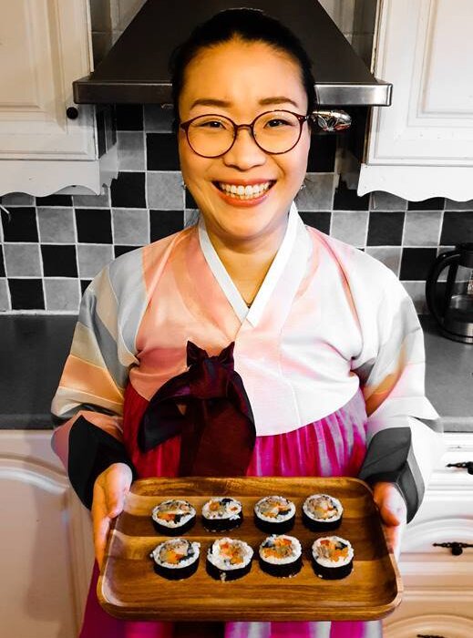 Seunghui Mulhern Owner of Seoul Food with her Korean Tuna Gimbap.
